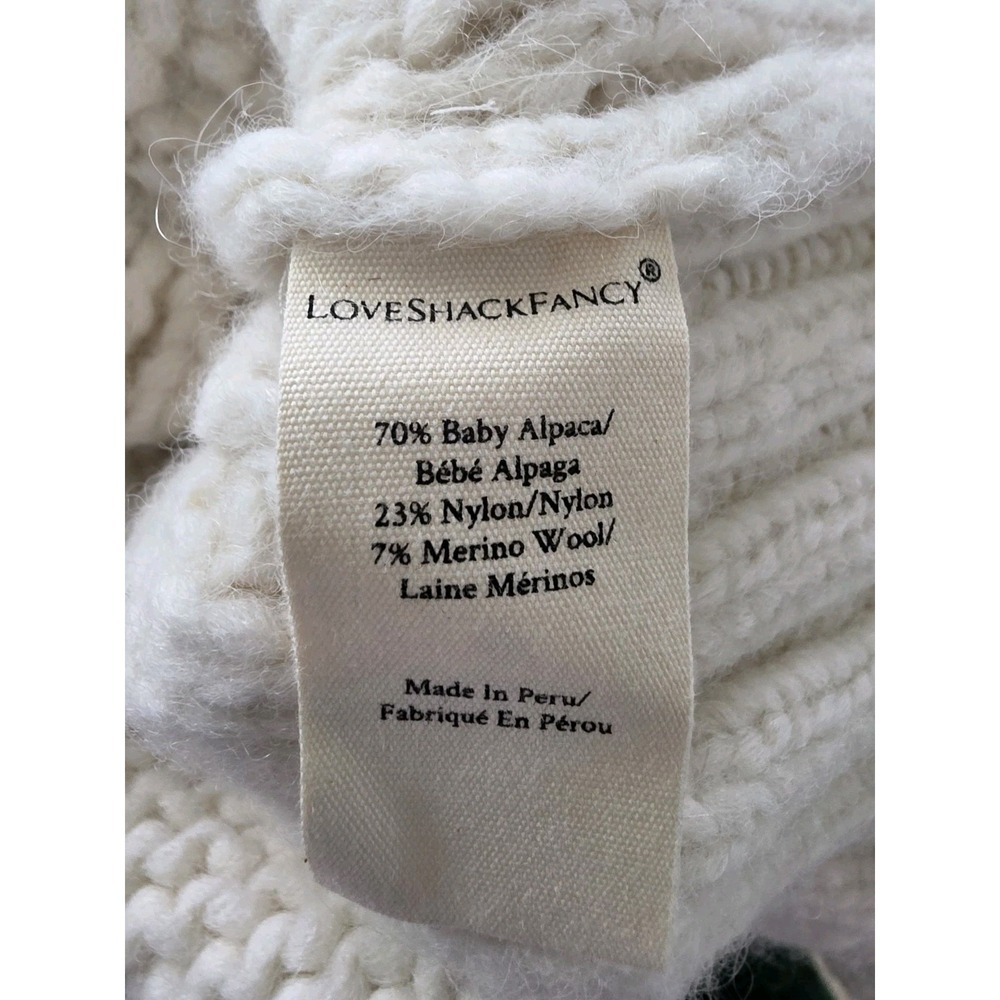 LoveShackFancy Parson Pullover cable-knit Alpaca sweater Bow Accent Size S - Picture 5 of 6
